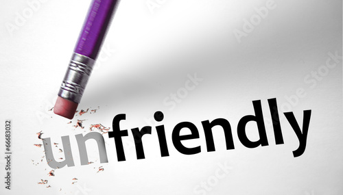 Eraser changing the word Unfriendly for Friendly