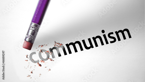 Eraser deleting the word Communism