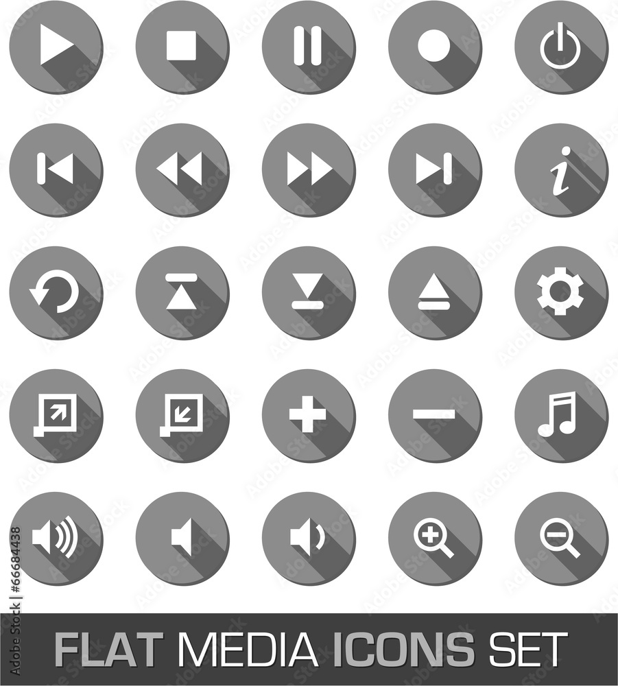 Flat media icons with shadow Flat media icons with shadow