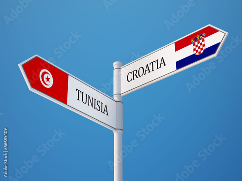 Tunisia Croatia. Sign Flags Concept