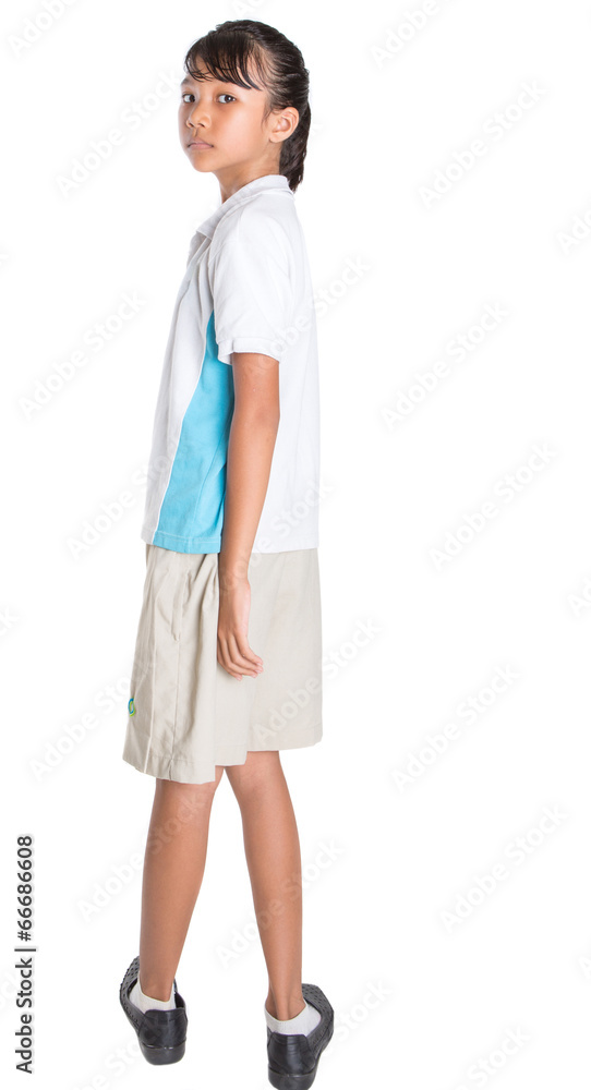 Fototapeta premium Young Asian school girl in school uniform 