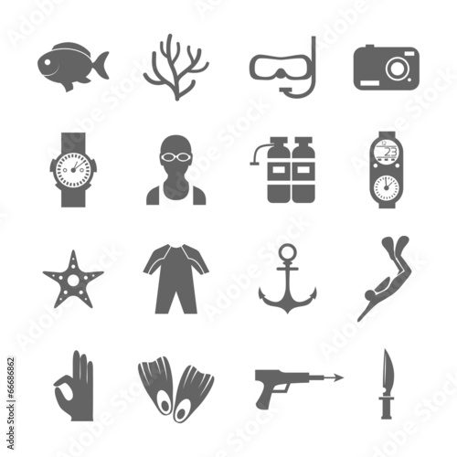 Diving icons black