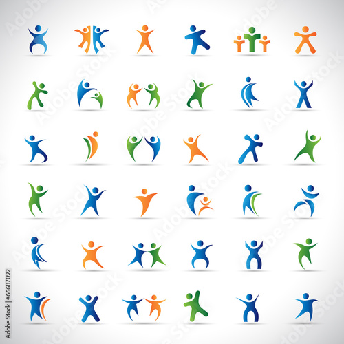 Abstract Human Symbols Set. Success, Celebration