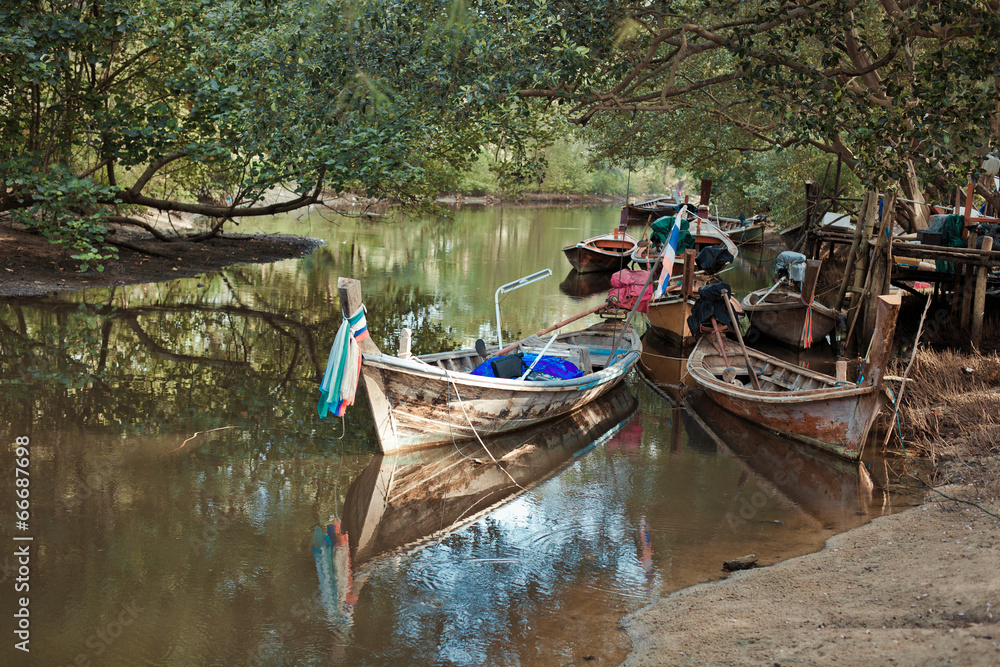 Old boats on the river