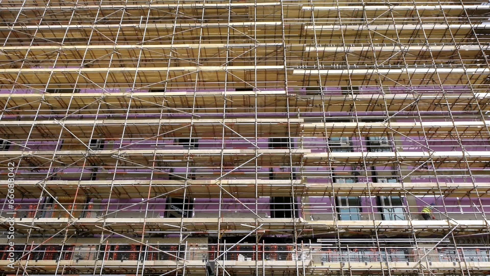 Building construction scaffolding. Building construction scaffolding.