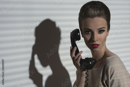charming girl talking on phone