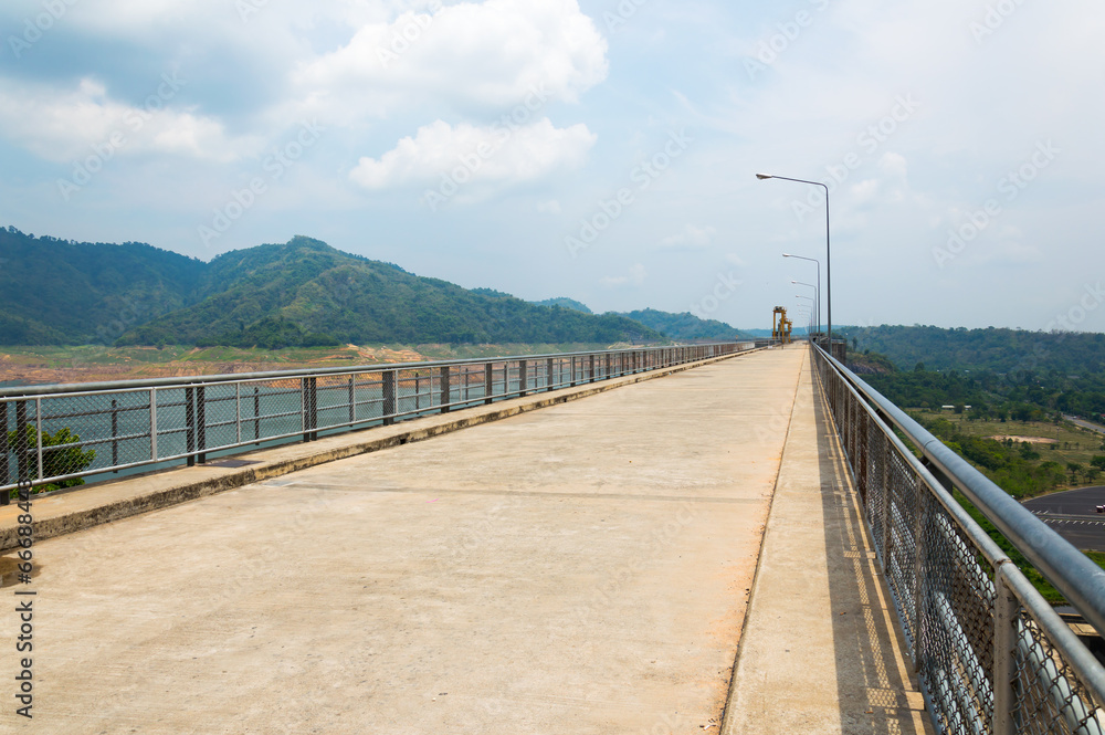 River and mountain backside of Khundanprakanchon dam, Nakhon Nay