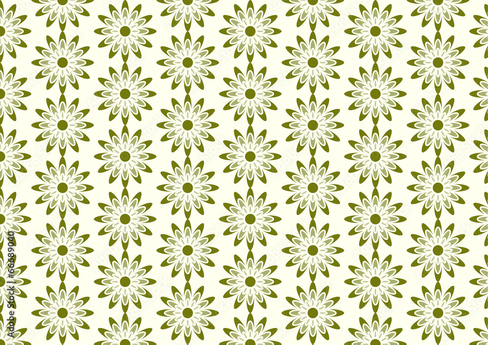 Green Lovely Bloom in Modern Shape Pattern on Pastel Background