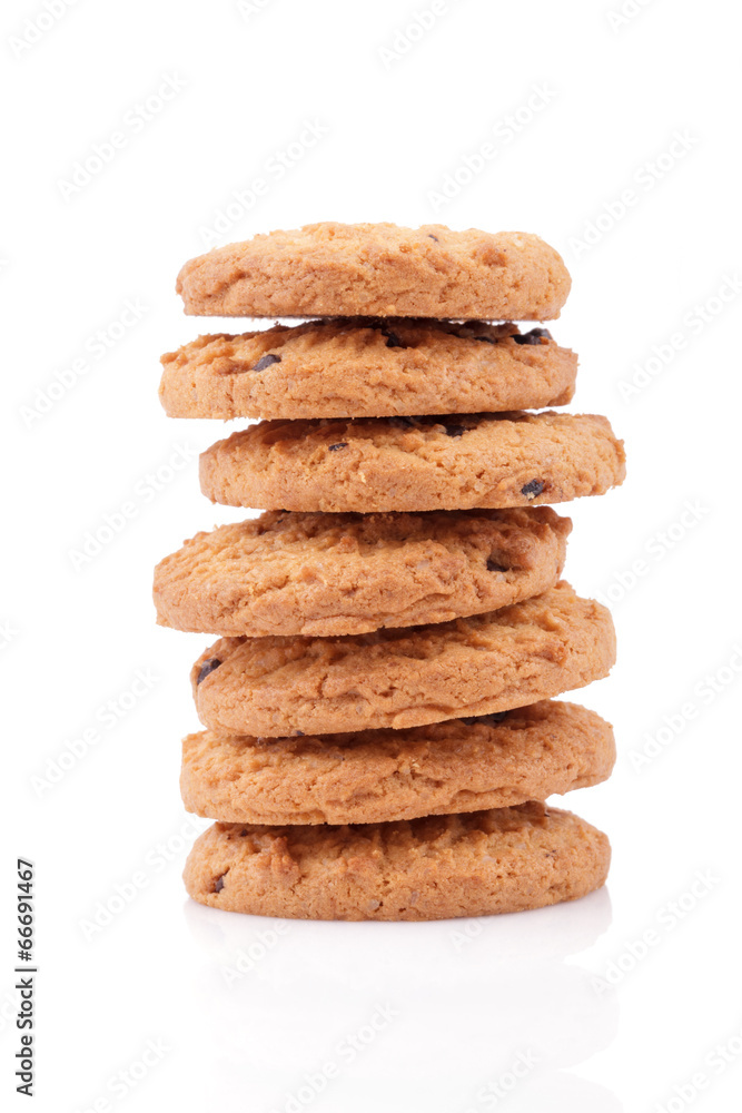 Chocolate chips cookies isolated on white background Chocolate chips cookies isolated on white background