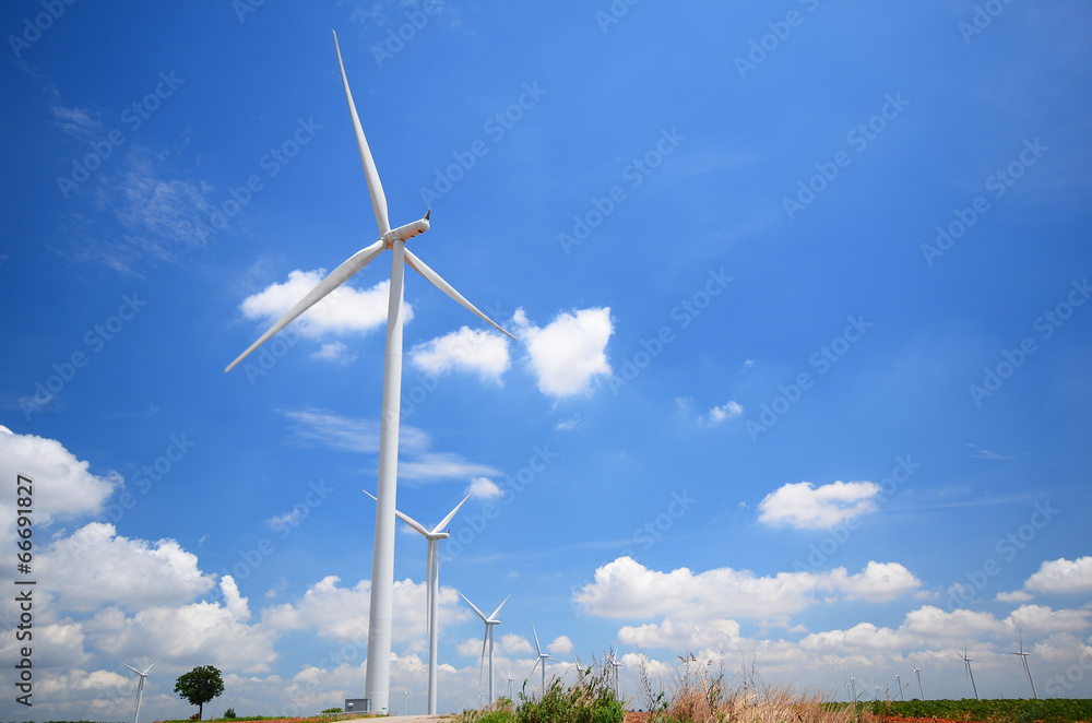 Wind Turbine Fields with Blue Sky and Cloudscape Wind Turbine Fields with Blue Sky and Cloudscape