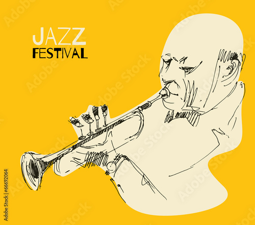 JAZZ concept, music vintage illustration, engraved retro style