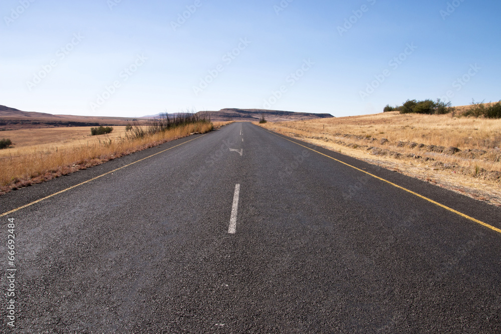 Straight Asphalt Road Through Orange Free State, South Africa Straight Asphalt Road Through Orange Free State, South Africa