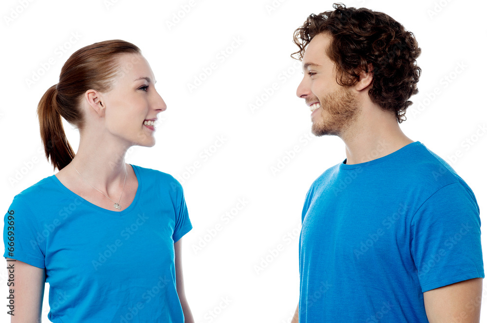 Fototapeta premium Happy young couple posing casually