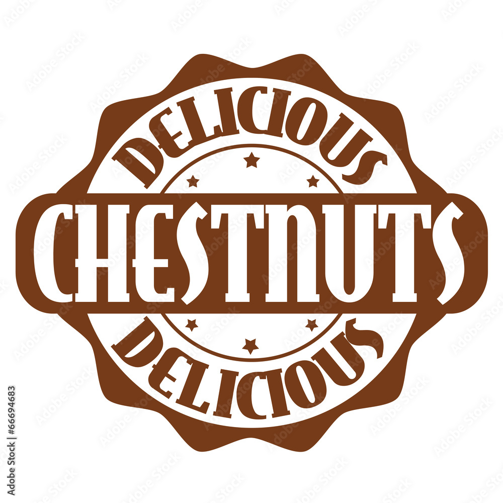Delicious chestnuts stamp or label