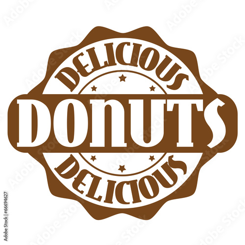 Delicious donuts stamp or label