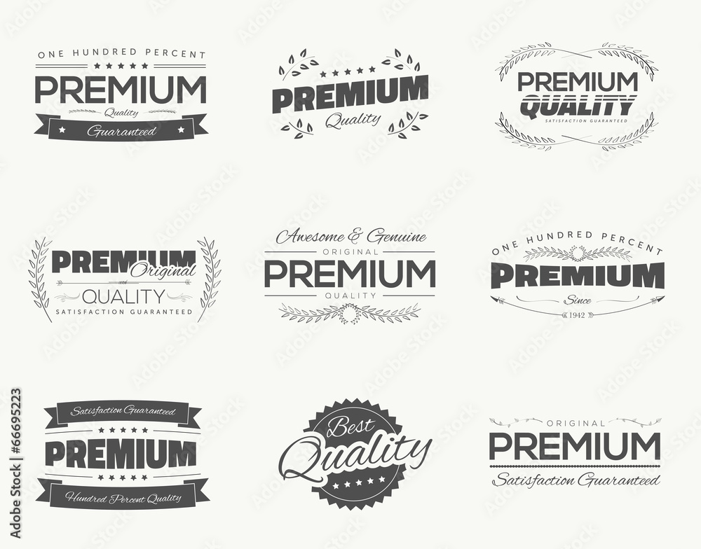 Fototapeta premium Vintage premium quality black vector labels and badges set