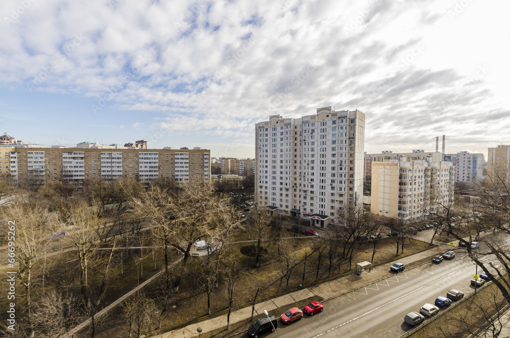 Modern residential quarters in Moscow. panorama