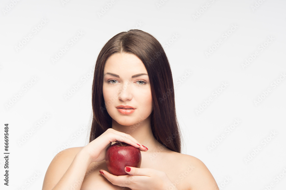 Girl and apples