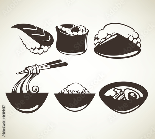 vector collection of japanese food symbols