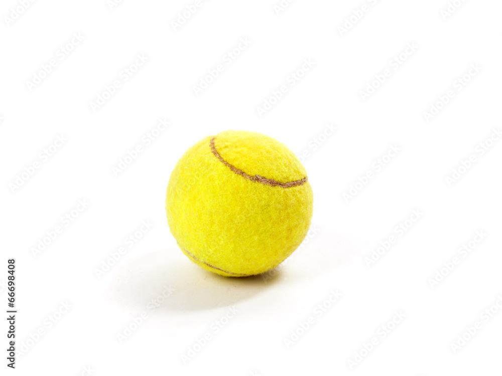 Yellow tennis ball isolated on a white background