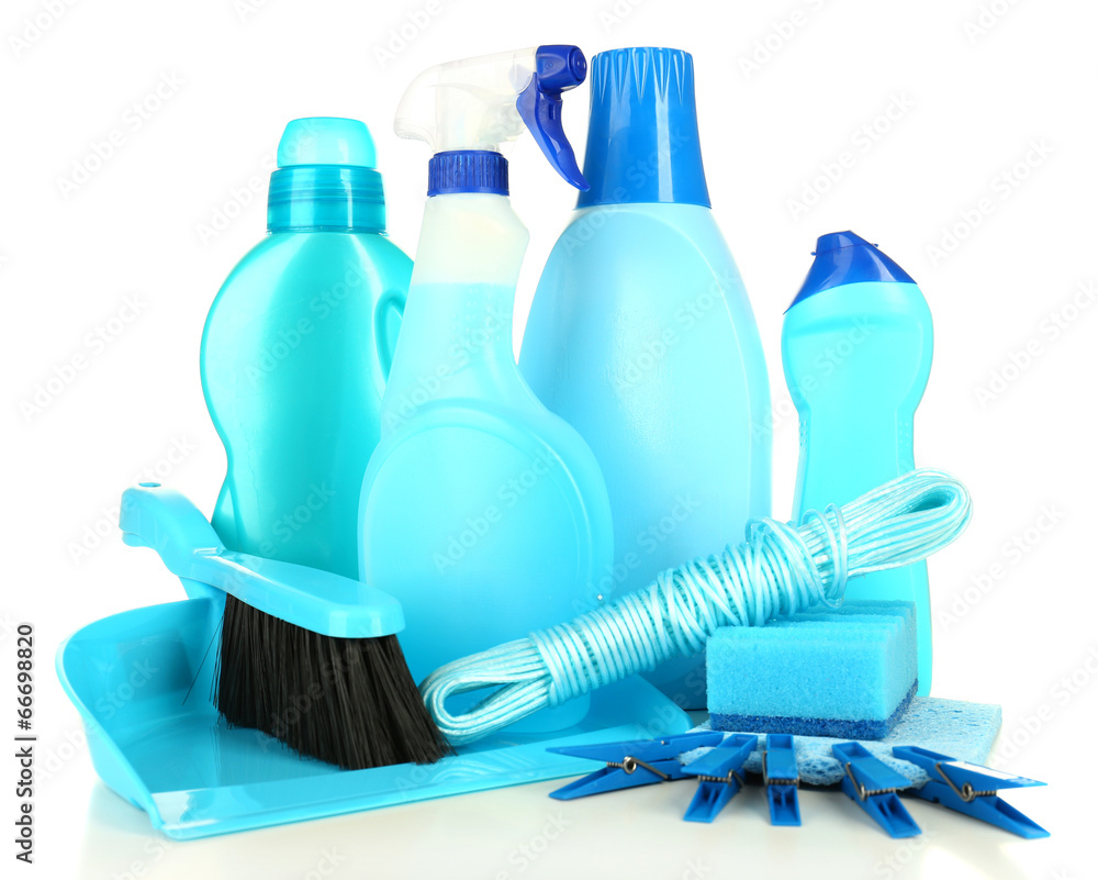 Cleaning products isolated on white Cleaning products isolated on white