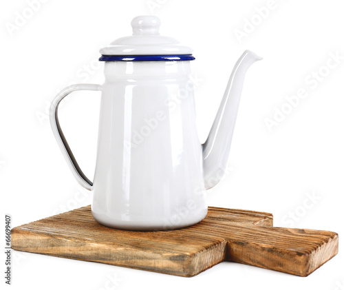 Grey teapot isolated on white