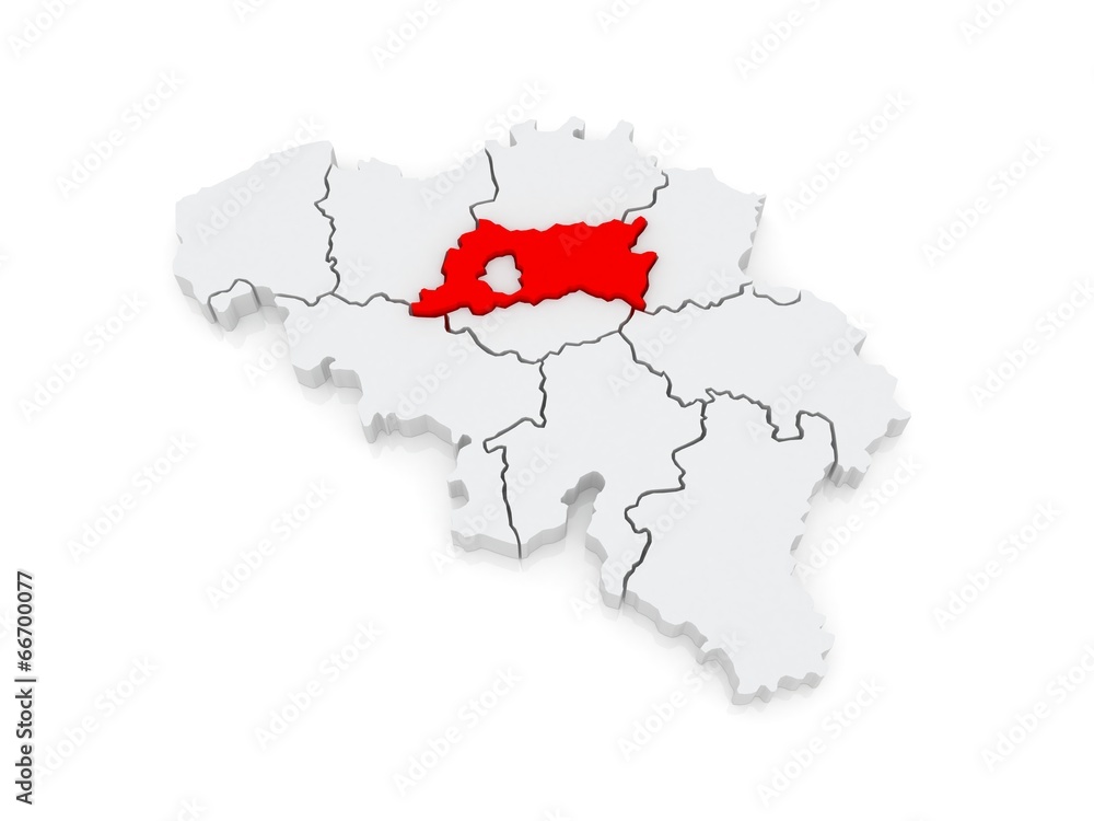 Map of Flemish Brabant. Belgium.