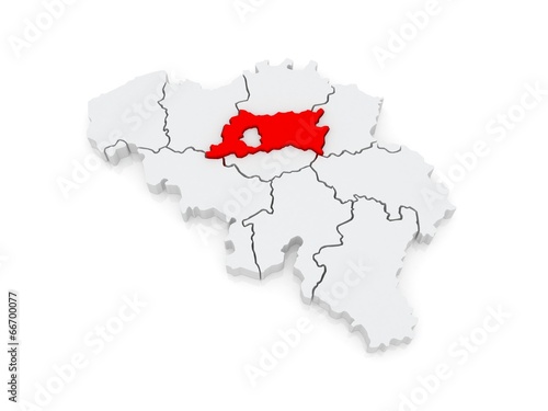 Map of Flemish Brabant. Belgium.