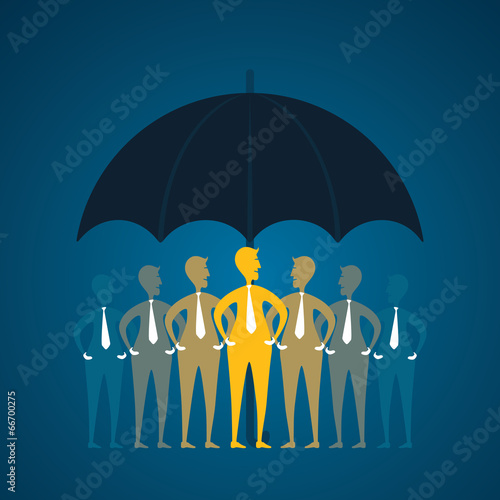 business team under umber or secure concept