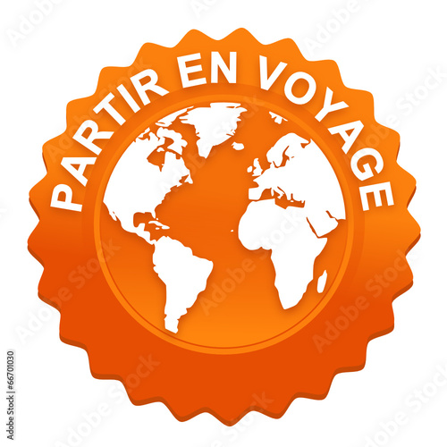 partir en voyage sur bouton web denté orange