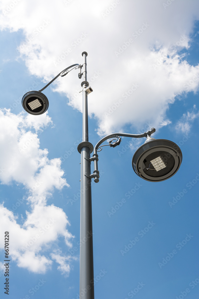 Street Light Pole Against Blue Sky Street Light Pole Against Blue Sky