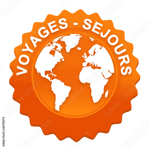 voyages séjours sur bouton web denté orange