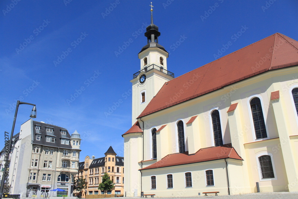 Markt mit St. Nikolaikirche in Forst/Lausitz