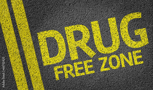 Drug Free Zone written on the road