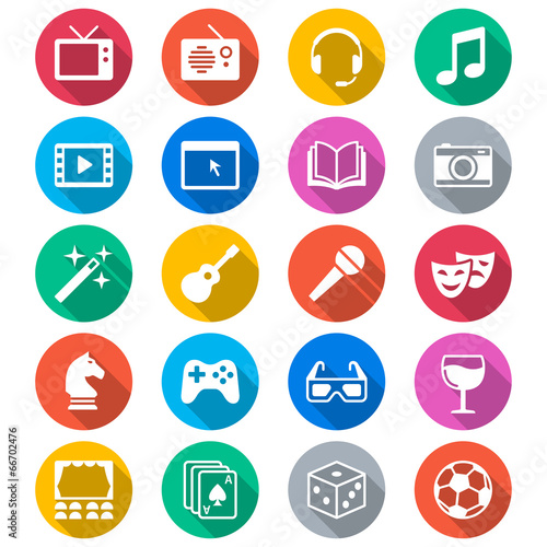 Entertainment flat color icons