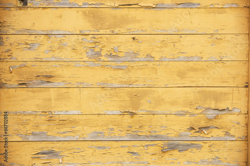 Wallpaper Mural old planks with peeling yellow paint Torontodigital.ca