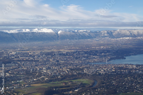 Geneva / Switzerland - city view form nearby mountain
