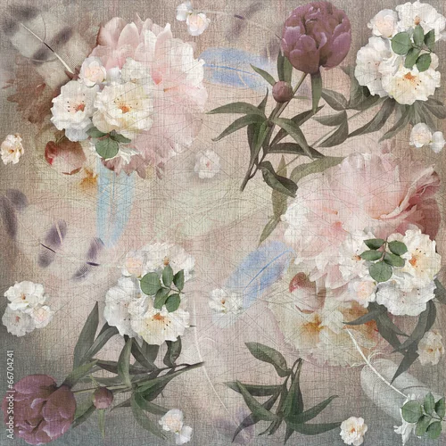 Obraz piwonie w kwiatowy wzór, bukiet