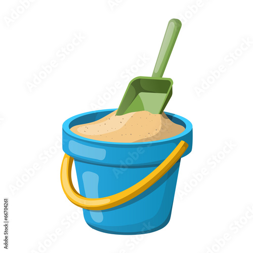 Sand Bucket and shovel. Vector illustration