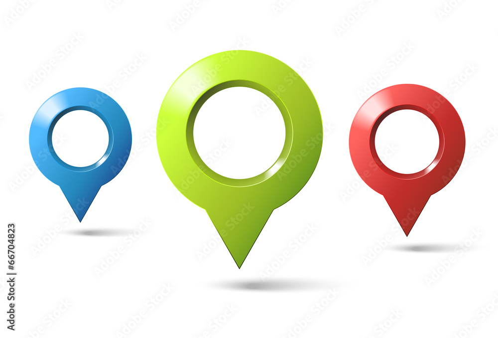 set of three markers geolocation set of three markers geolocation