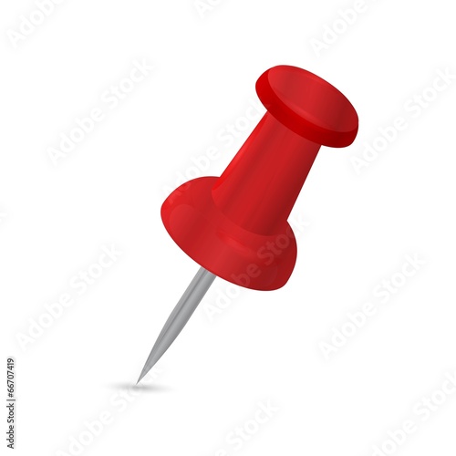 red pushpin on white background