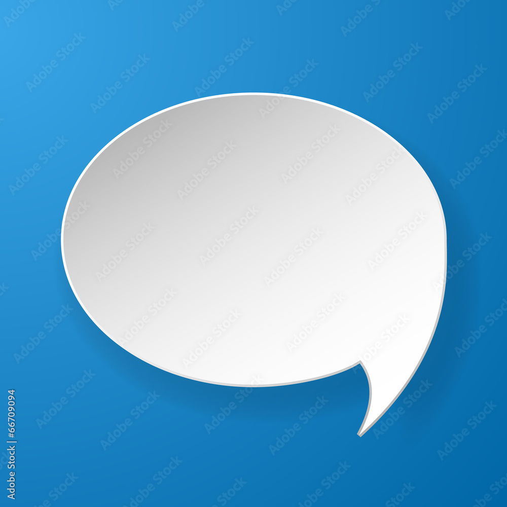 Abstract paper speech bubble on blue background Abstract paper speech bubble on blue background