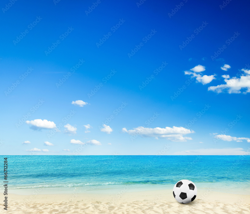 beach background with football Stock Photo | Adobe Stock