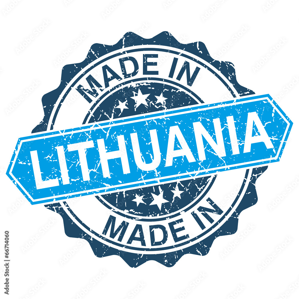 Fototapeta premium made in Lithuania vintage stamp isolated on white background