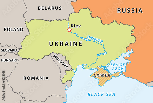 Ukraine map after Crimean crisis 2014.