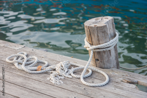 Ropes on the harbor deck