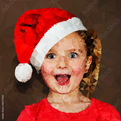 Illustration of surprised girl in santa cap