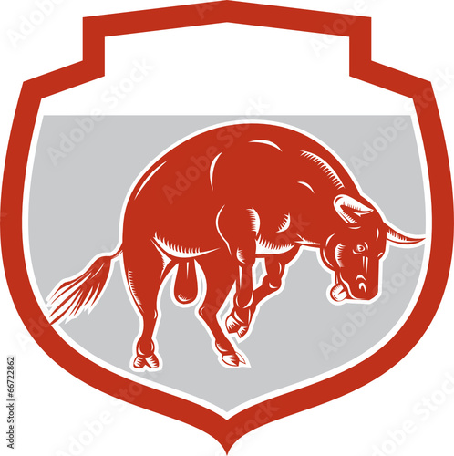 Raging Bull Jumping Attacking Charging Retro