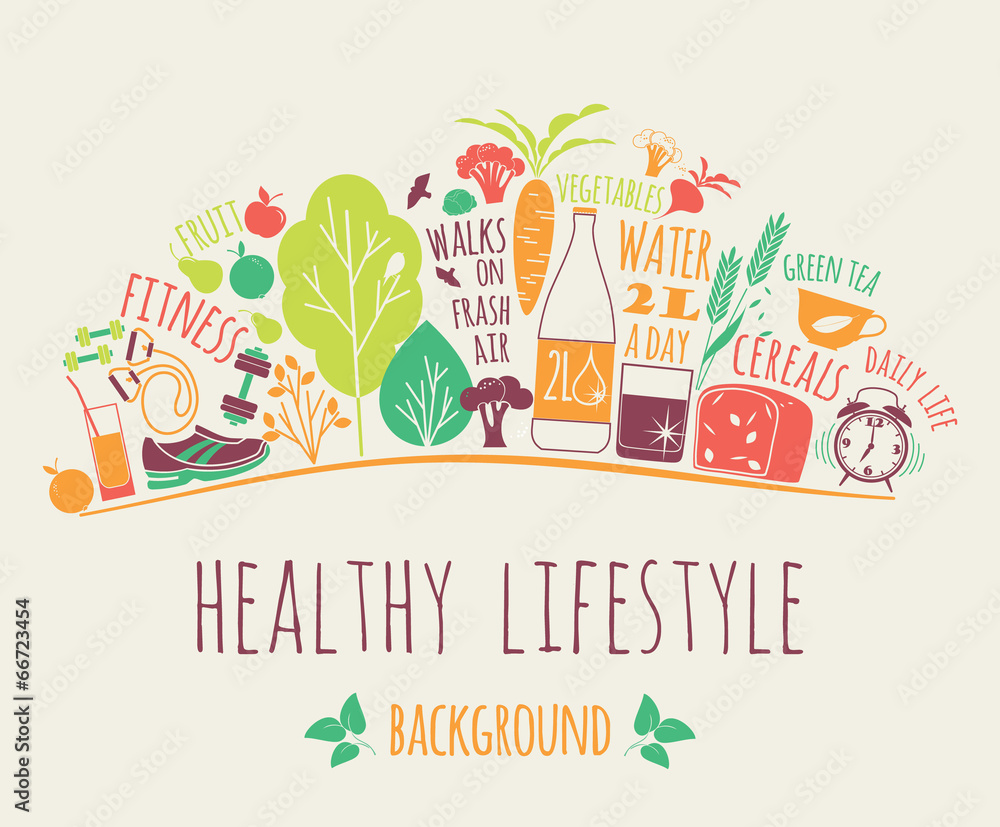 healthy lifestyle background - obrazy, fototapety, plakaty 