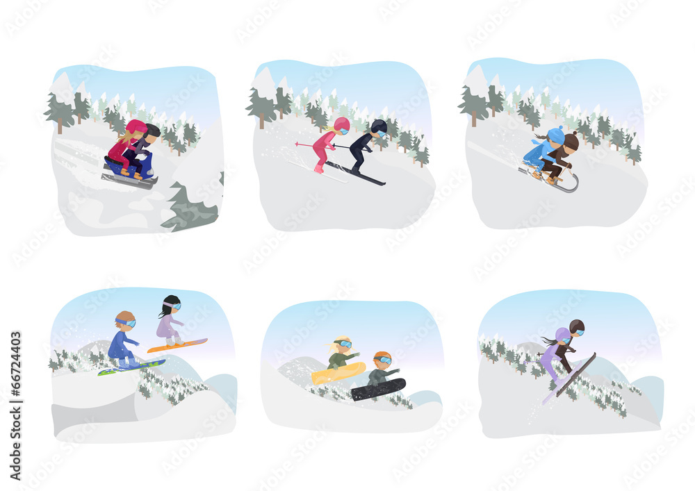 Winter Sports - Isolated On White Background